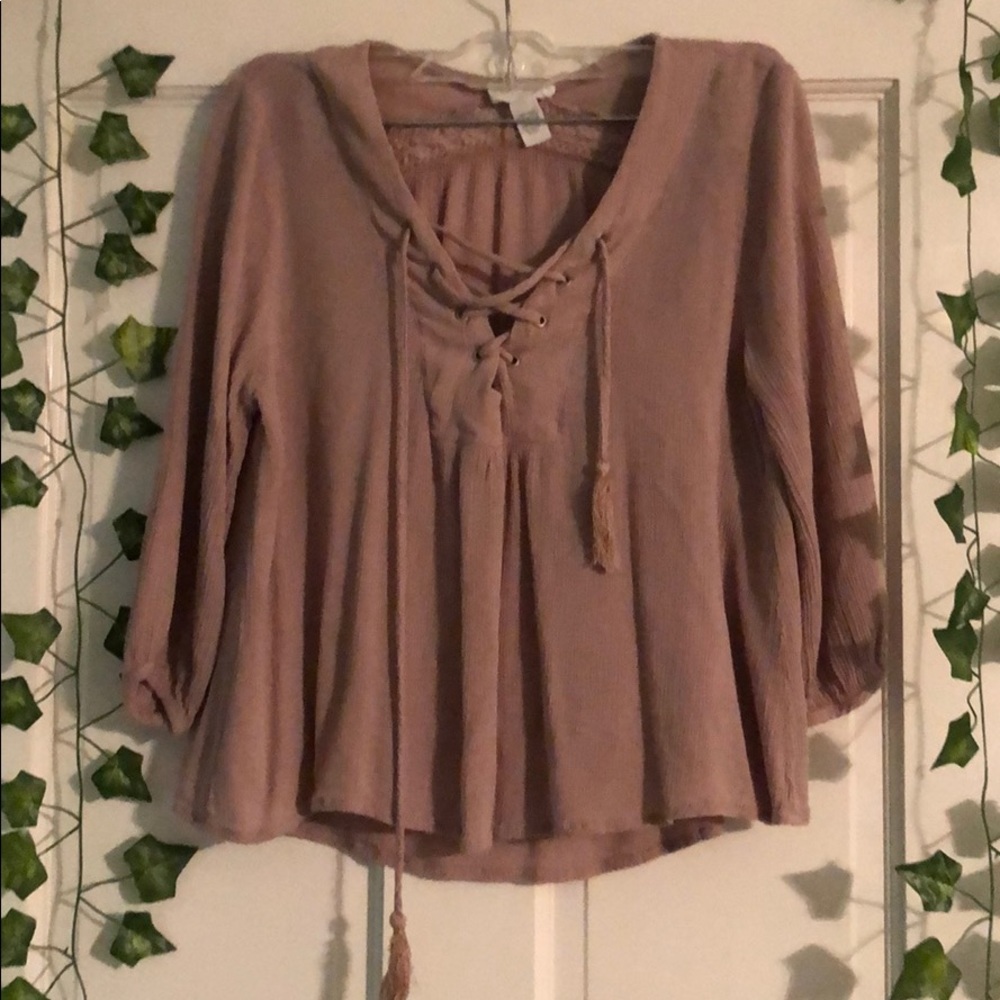 3/4 sleeves dusty lavender blouse